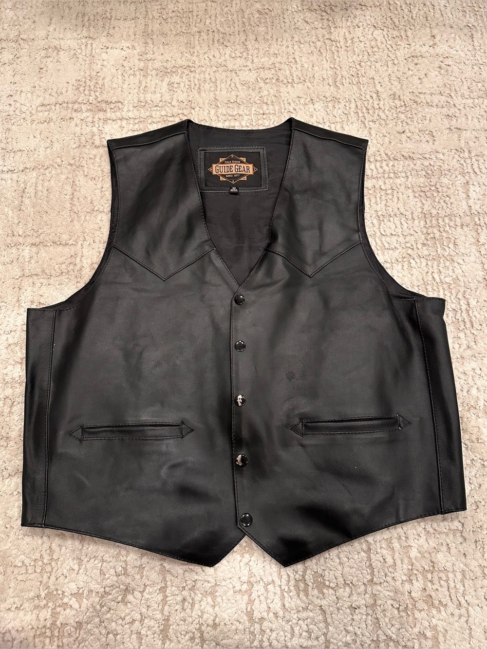 Guide Gear Genuine Leather Concealed Carry Motorcycle Vest Men’s M Black CCW